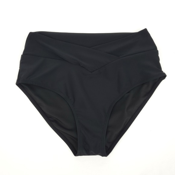 ZMART Other - ZMART Medium High Waisted Full Coverage Crossover V-Front‎ Bikini Bottoms Black